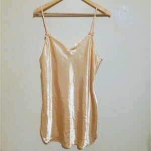 Vintage California Dynasty Liquid Satin Chemise Gown-Large-Bow Detail-Yellow